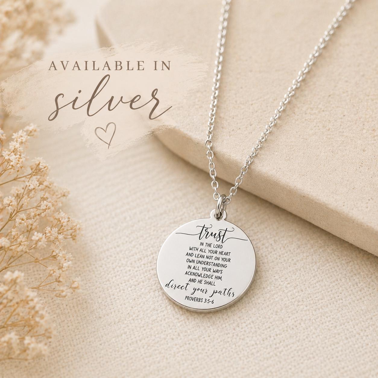 Trust in the Lord Necklace Proverbs 3:5-6 | Christian Gift for Women | Bible Verse Jewelry | Faith Necklace Gold | Inspirational Gift