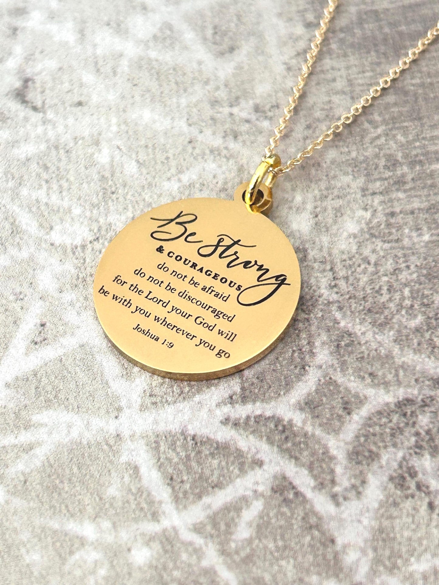 Joshua 1:9 Gold Necklace, Christian Gift for Her, Faith Jewelry, Inspirational Bible Verse Gift