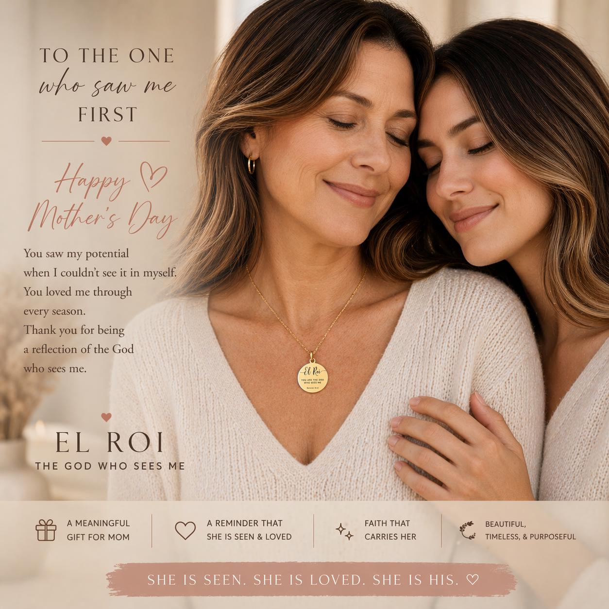 El Roi Necklace Gold, The God Who Sees Me Necklace, Christian Jewelry Gift for Women, Faith Necklace, Bible Verse Jewelry, Mother’s Day Gift