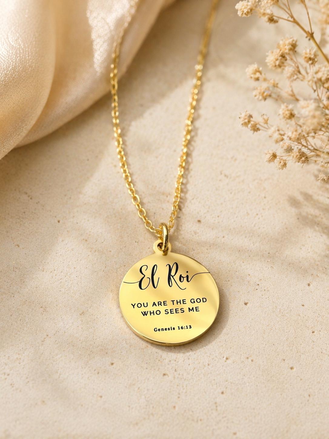 El Roi Necklace Gold, The God Who Sees Me Necklace, Christian Jewelry Gift for Women, Faith Necklace, Bible Verse Jewelry, Mother’s Day Gift