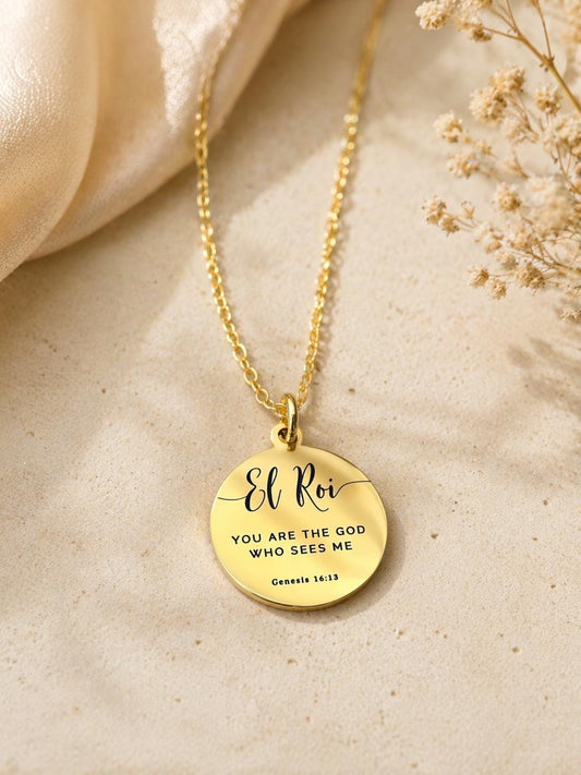 El Roi Necklace Gold, The God Who Sees Me Necklace, Christian Jewelry Gift for Women, Faith Necklace, Bible Verse Jewelry, Mother’s Day Gift