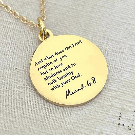 And what does the LORD require of you Micah 6:8 Bible Verse Necklace, Christian Gifts, Scripture jewelry, Gifts for Mom, Christian Necklace