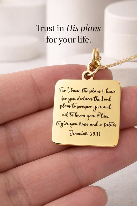 For I know the plans that I have for you bible verse Necklace Jeremiah 29:11 Gifts Christian Gifts Engraved Christian Jewelry Baptism Gifts