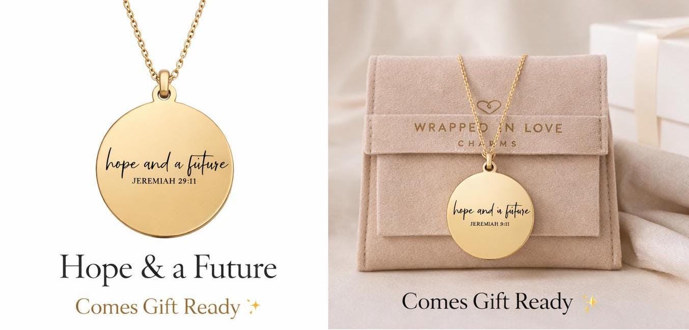 Jeremiah 29:11 Necklace | Hope and a Future Christian Gift Bible Verse Jewelry Faith Necklace for Women Inspirational Gift Religious Jewelry