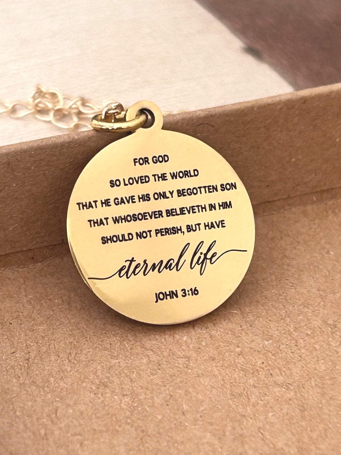 Bible Verse Necklace John 3:16, For God so loved the World, Christian Gifts Jewelry, Personalized Jewelry, Unique birthday gift, Baptism