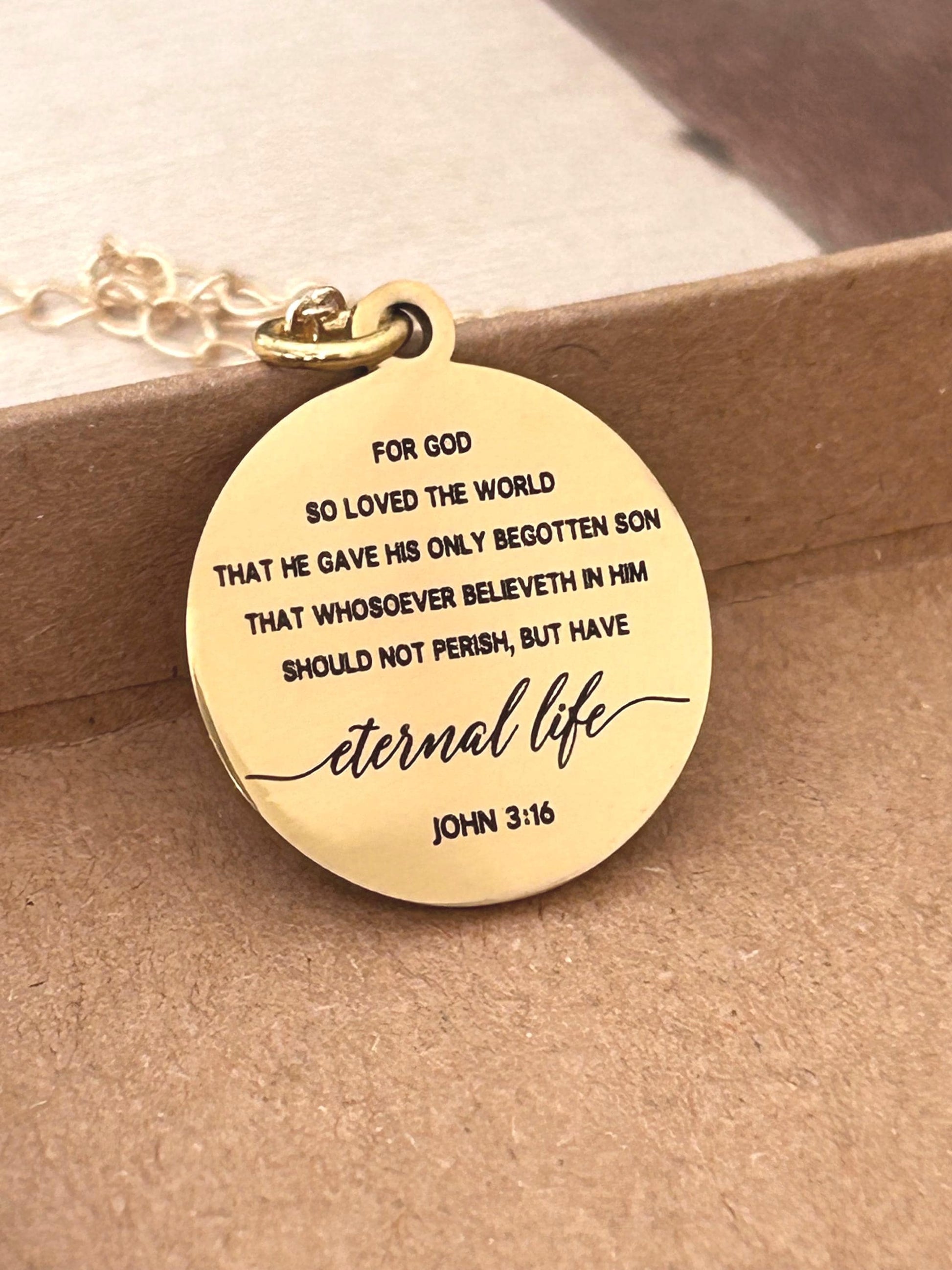 Bible Verse Necklace John 3:16, For God so loved the World, Christian Gifts Jewelry, Personalized Jewelry, Unique birthday gift, Baptism
