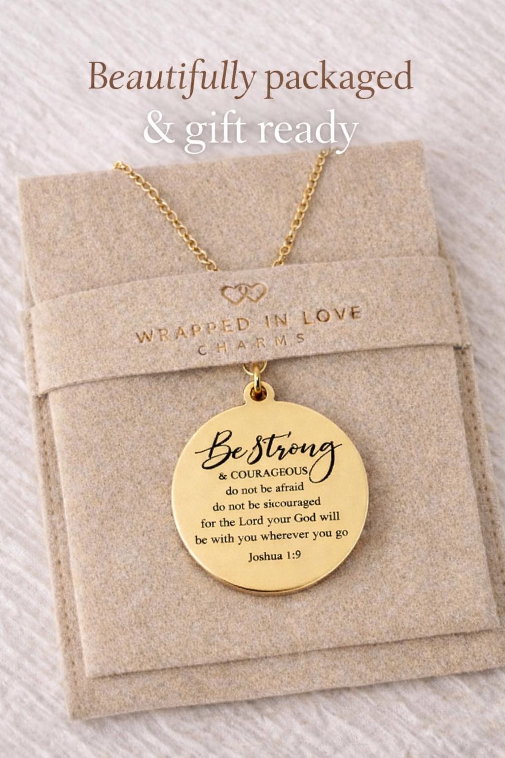 Joshua 1:9 Gold Necklace, Christian Gift for Her, Faith Jewelry, Inspirational Bible Verse Gift