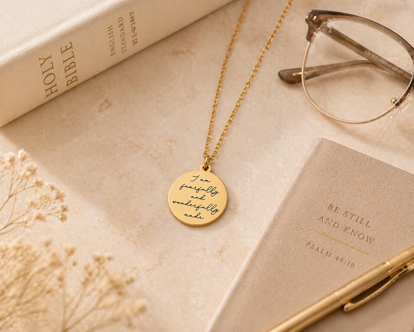 Fearfully and Wonderfully Made Necklace, Psalm 139:14 Jewelry, Christian Gift for Women, Inspirational Bible Verse Necklace, Faith Jewelry