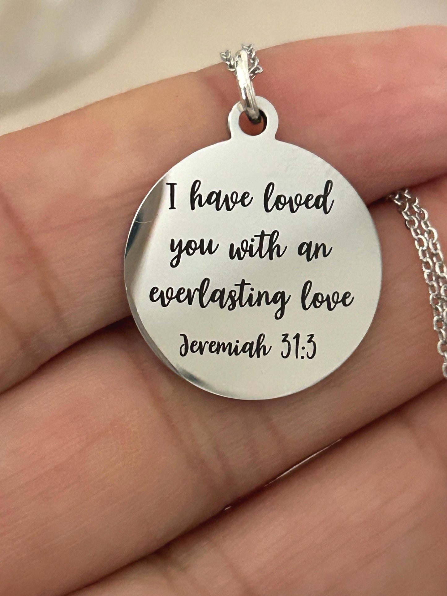 I have loved you with an Everlasting Love Jeremiah 31:3 Christian Gift for Women Everlasting Love Necklace