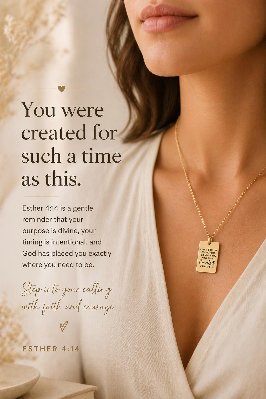 Esther 4:14 Necklace | “Perhaps This Is the Moment…” Bible Verse Necklace | Christian Gift for Women | Inspirational Scripture Jewelry | Gif