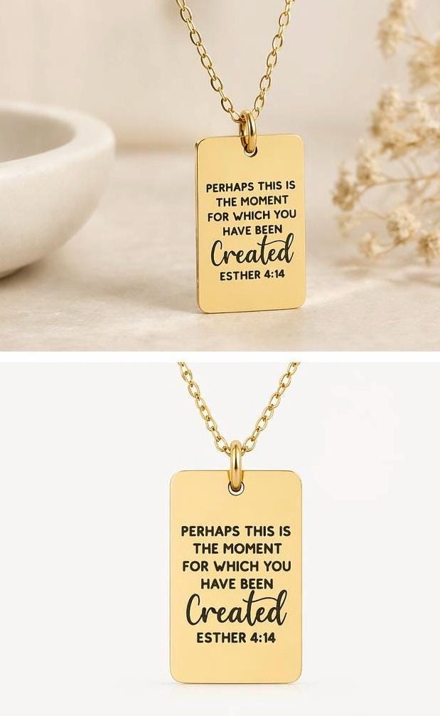 Esther 4:14 Necklace | “Perhaps This Is the Moment…” Bible Verse Necklace | Christian Gift for Women | Inspirational Scripture Jewelry | Gif