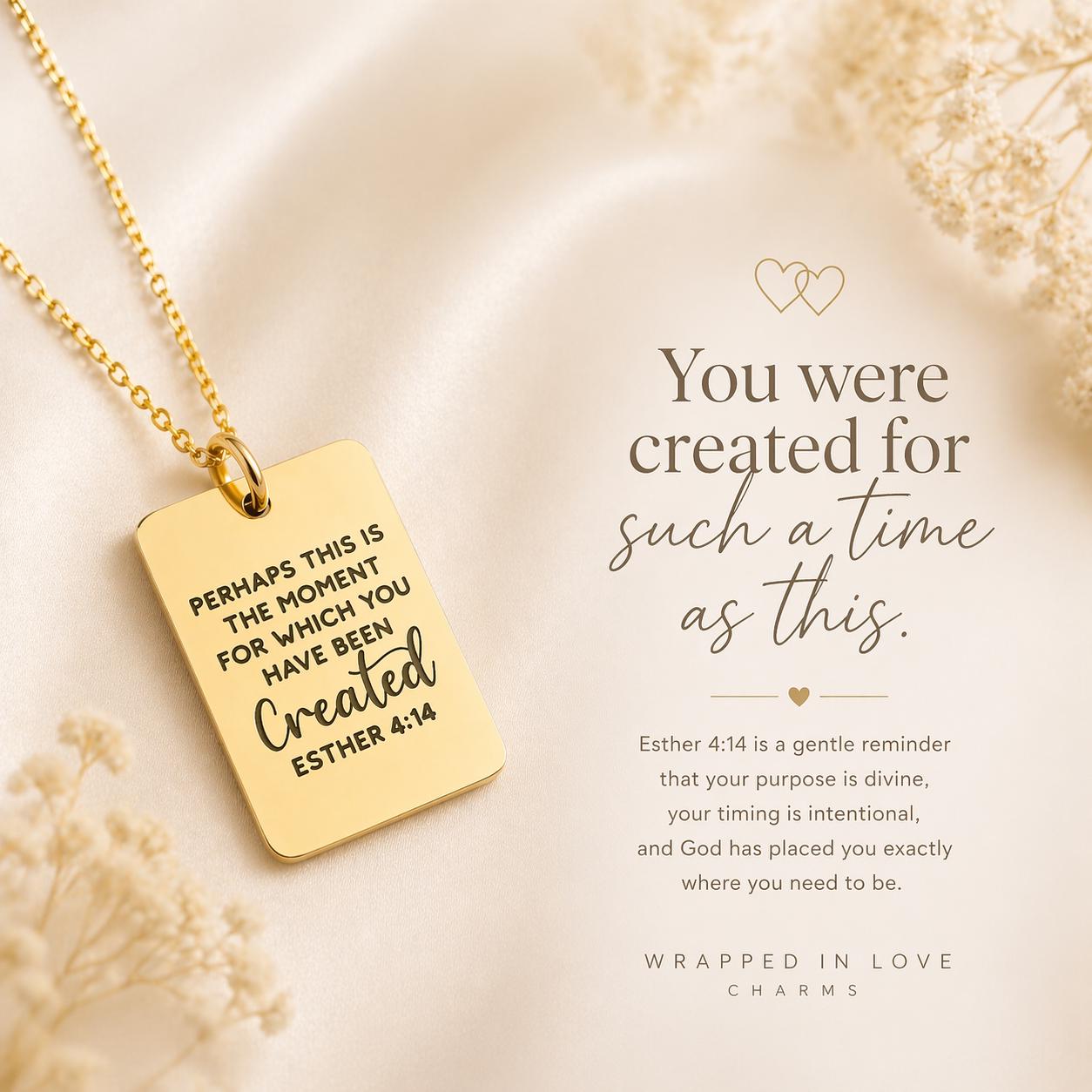 Esther 4:14 Necklace | “Perhaps This Is the Moment…” Bible Verse Necklace | Christian Gift for Women | Inspirational Scripture Jewelry | Gif