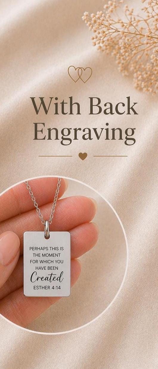 Esther 4:14 Necklace | “Perhaps This Is the Moment…” Bible Verse Necklace | Christian Gift for Women | Inspirational Scripture Jewelry | Gif