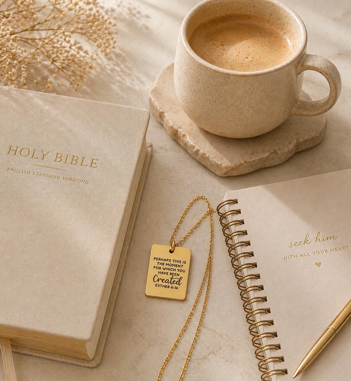 Esther 4:14 Necklace | “Perhaps This Is the Moment…” Bible Verse Necklace | Christian Gift for Women | Inspirational Scripture Jewelry | Gif
