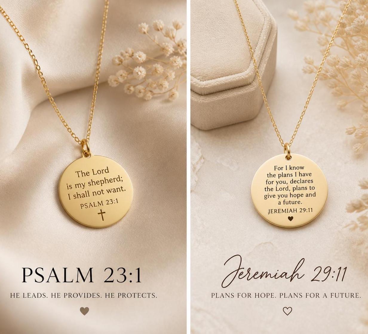 Custom Bible Verse Necklace, Personalized Christian Gift for Her, Faith Jewelry, Encouragement Gift, Baptism Gift