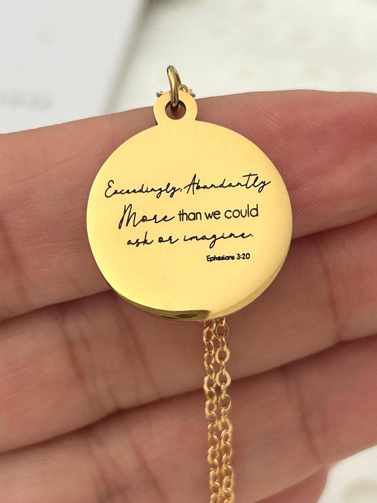 Exceedingly Abundantly Necklace Ephesians 3:20 | Christian Scripture Necklace | Faith Jewelry Gift for Her