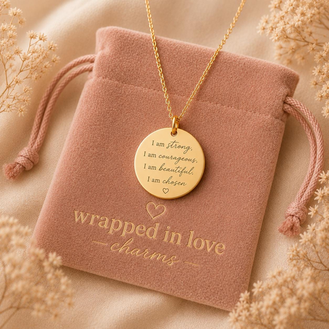 Inspirational Christian Necklace for Her | I Am Strong Courageous Beautiful Chosen Necklace | Faith Based Graduation Gift for Women