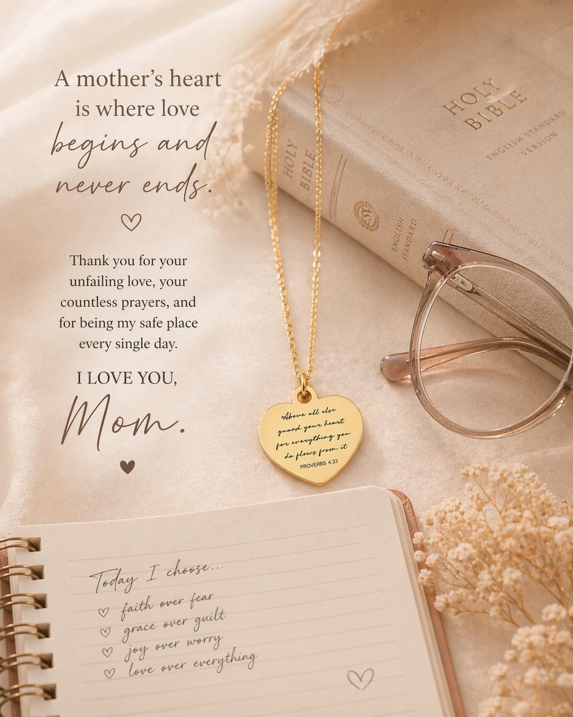 Custom Heart Necklace, Above All Else Guard Your Heart, Proverbs 4:23 pendant, Christian Gifts, Daughter Gift, Baptism Affirmation Gift