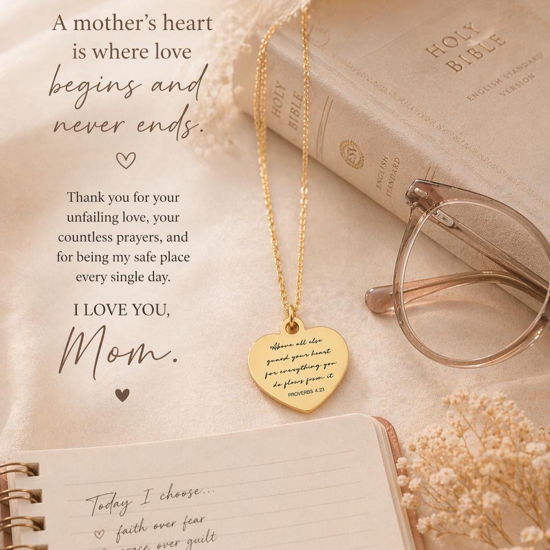 Custom Heart Necklace, Above All Else Guard Your Heart, Proverbs 4:23 pendant, Christian Gifts, Daughter Gift, Baptism Affirmation Gift