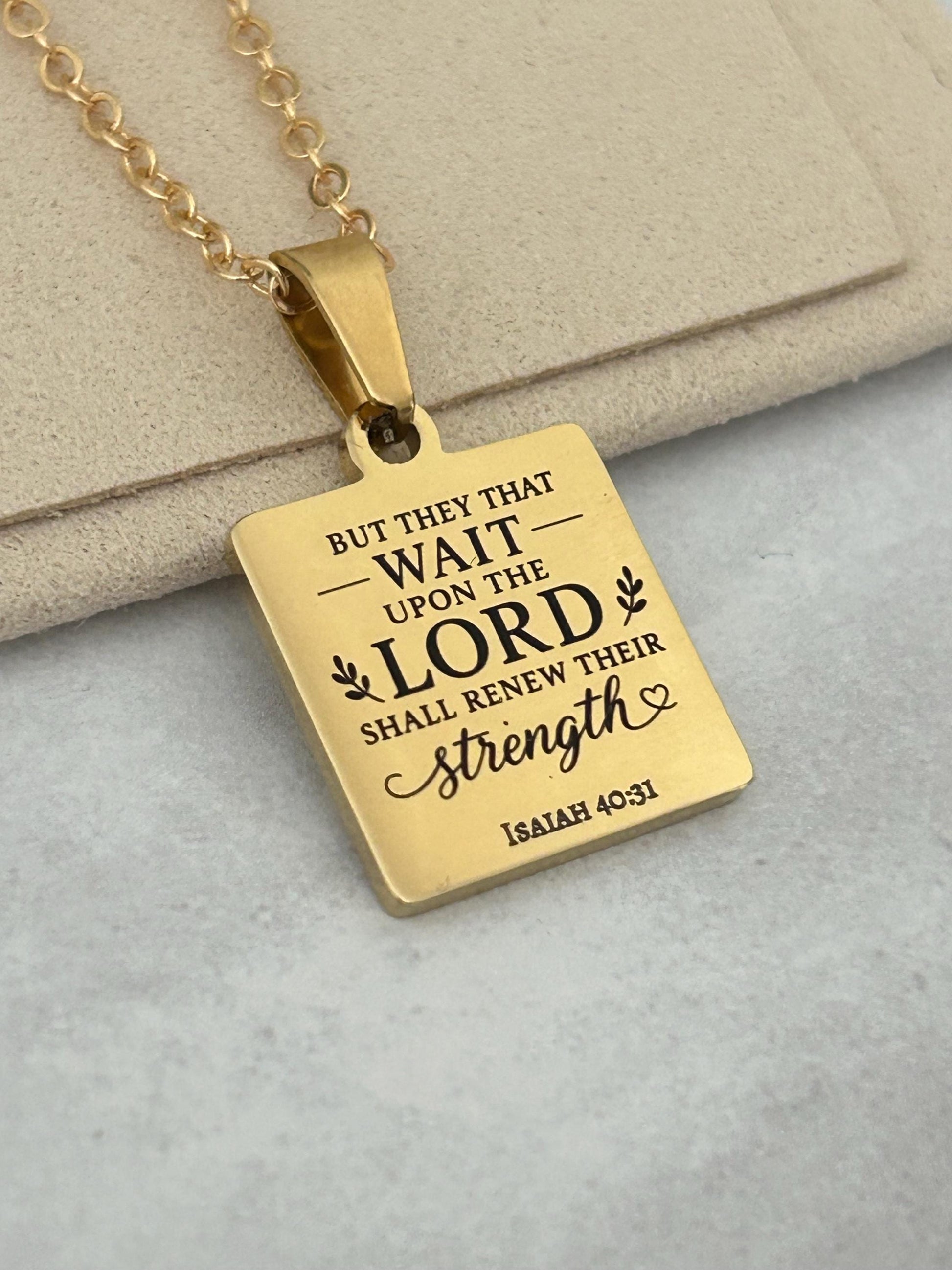 Isaiah 40:31 Necklace | But Those Who Wait on the Lord Shall Renew Their Strength | Christian Bible Verse Necklace | Faith Gift for Her