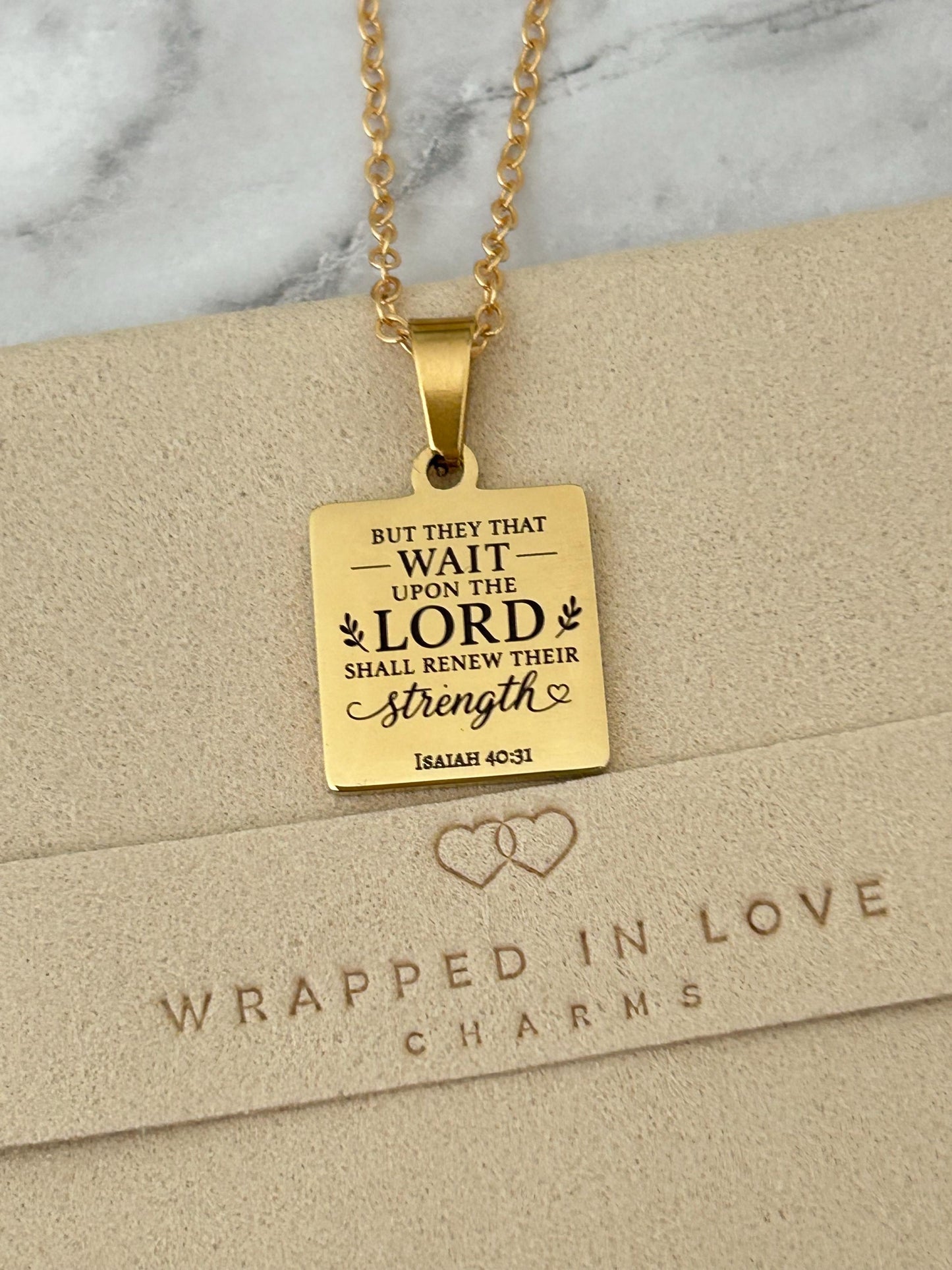 Isaiah 40:31 Necklace | But Those Who Wait on the Lord Shall Renew Their Strength | Christian Bible Verse Necklace | Faith Gift for Her