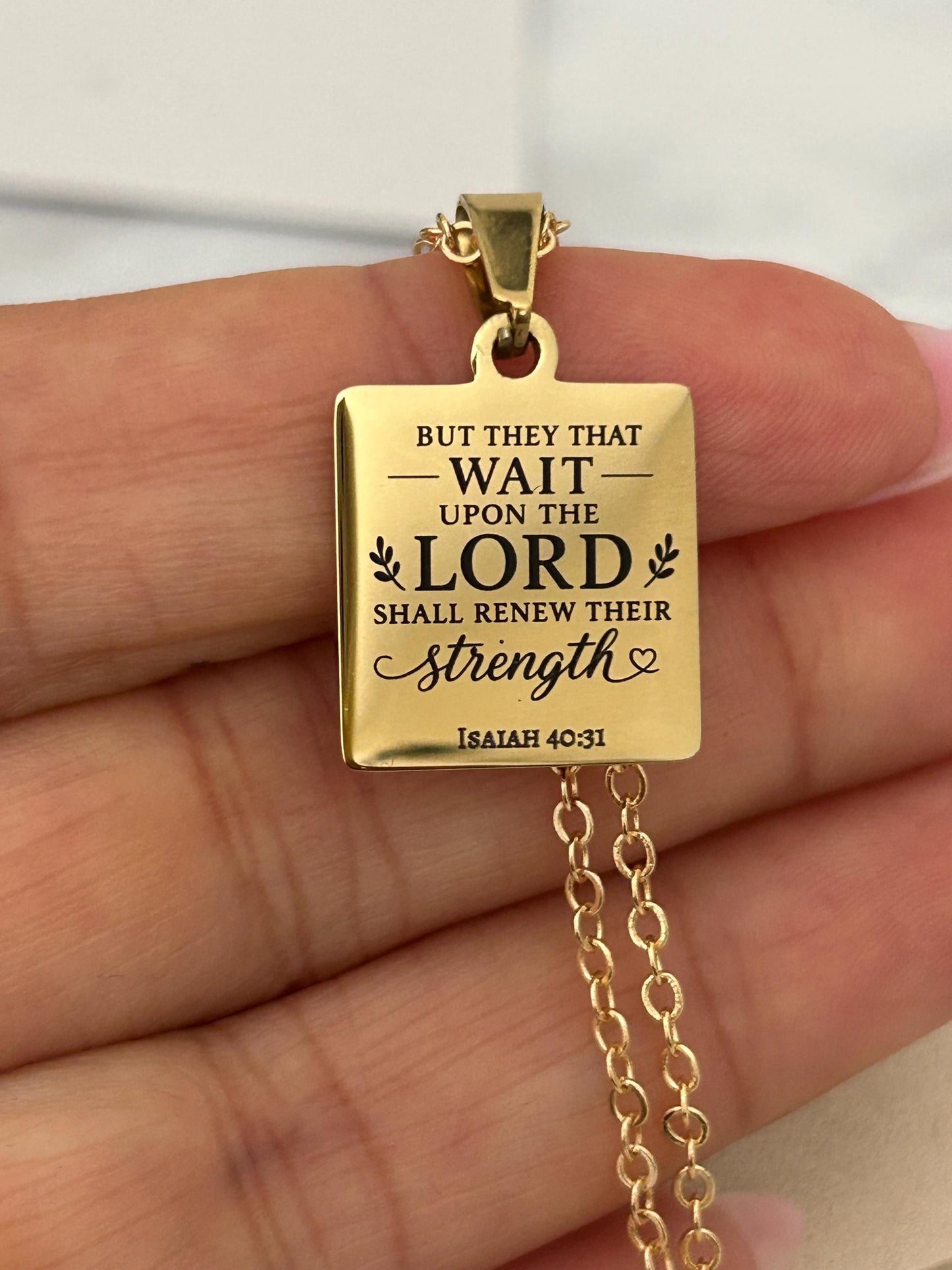 Isaiah 40:31 Necklace | But Those Who Wait on the Lord Shall Renew Their Strength | Christian Bible Verse Necklace | Faith Gift for Her