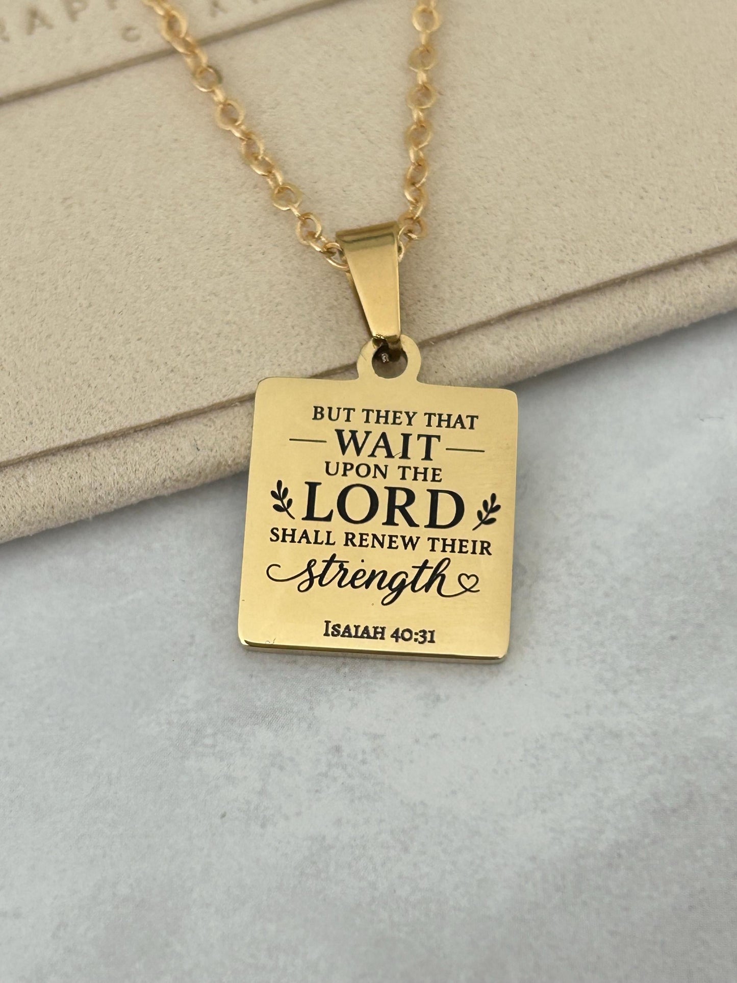 Isaiah 40:31 Necklace | But Those Who Wait on the Lord Shall Renew Their Strength | Christian Bible Verse Necklace | Faith Gift for Her