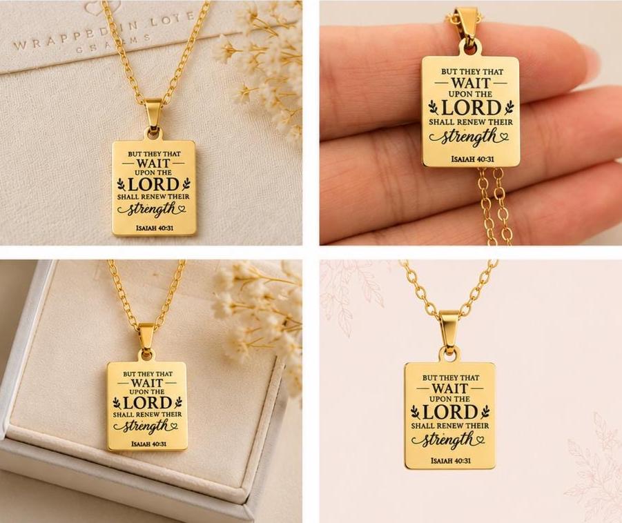 Isaiah 40:31 Necklace | But Those Who Wait on the Lord Shall Renew Their Strength | Christian Bible Verse Necklace | Faith Gift for Her
