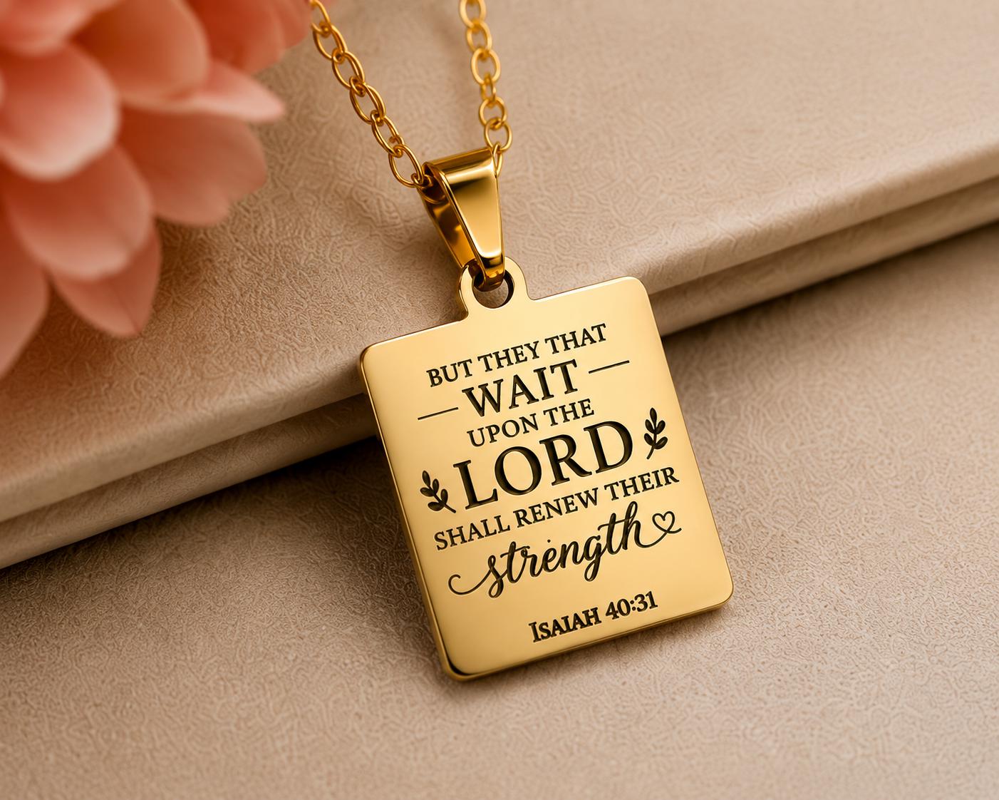 Isaiah 40:31 But Those who wait on The Lord Bible Verse Necklace, Christian Scripture Jewelry