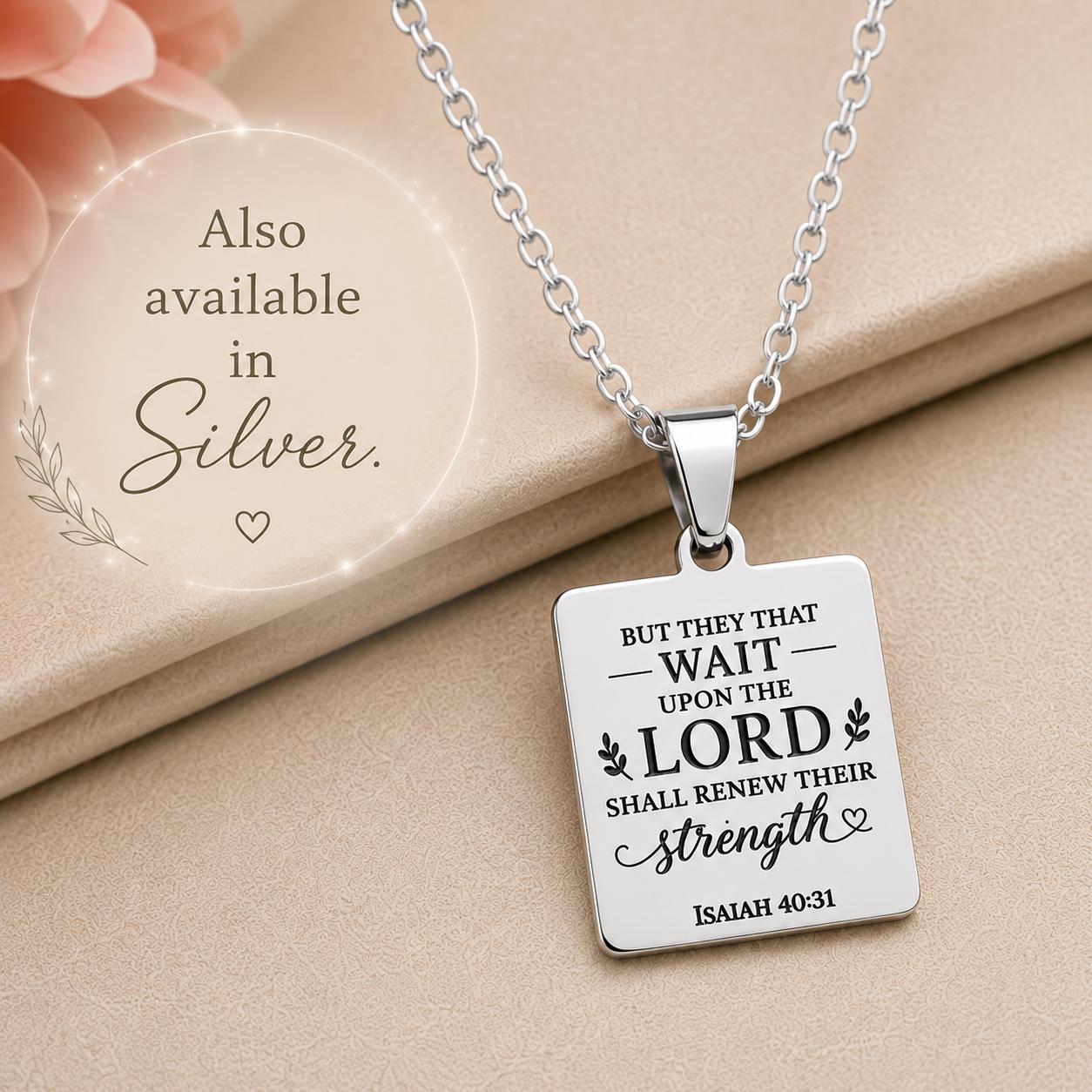 Isaiah 40:31 Necklace | But Those Who Wait on the Lord Shall Renew Their Strength | Christian Bible Verse Necklace | Faith Gift for Her