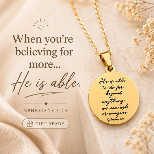 Ephesians 3:20 Necklace, He is able to do far beyond anything we Ask Or Imagine, Christian Gifts, Personalized Necklace