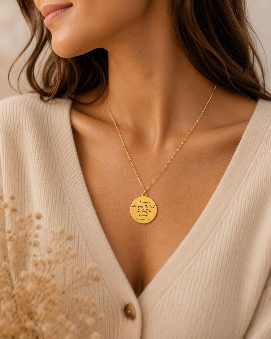 Proverbs 31:30 Necklace A Woman Who Fears the Lord, She Shall Be Praised Christian Gift for Women Personalized Faith Jewelry Graduation Gift