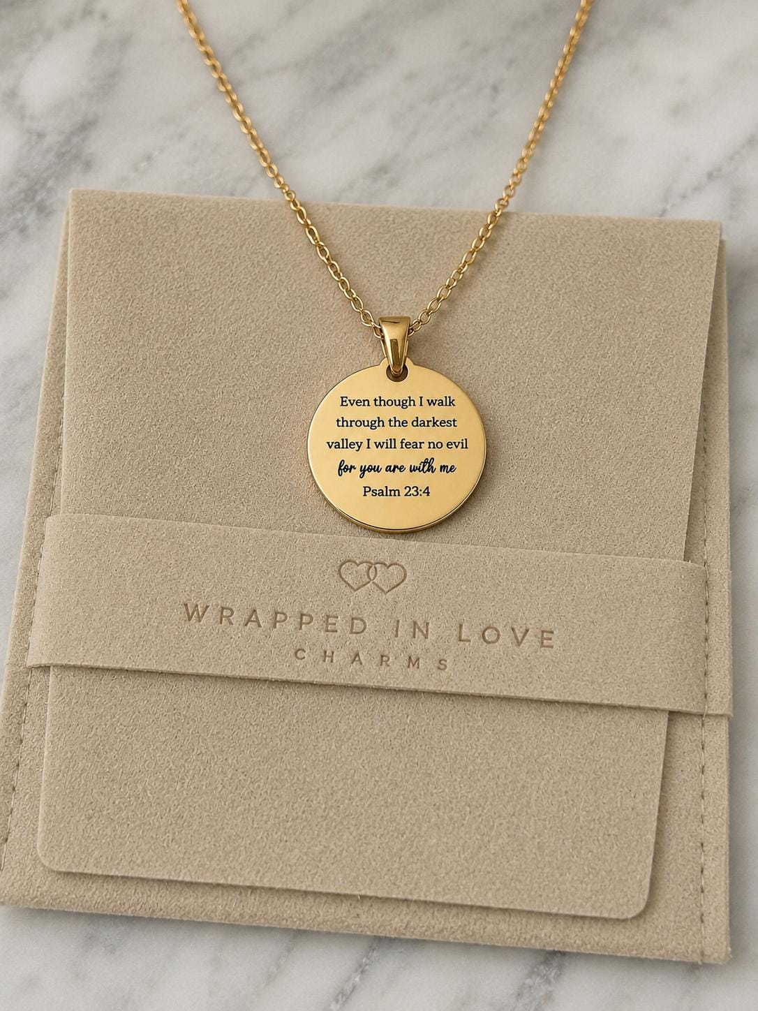 Psalm 23:4 Necklace | “Even Though I Walk Through the Darkest Valley” Engraved Necklace | Christian Gift for Women | Faith Jewelry | Bible V