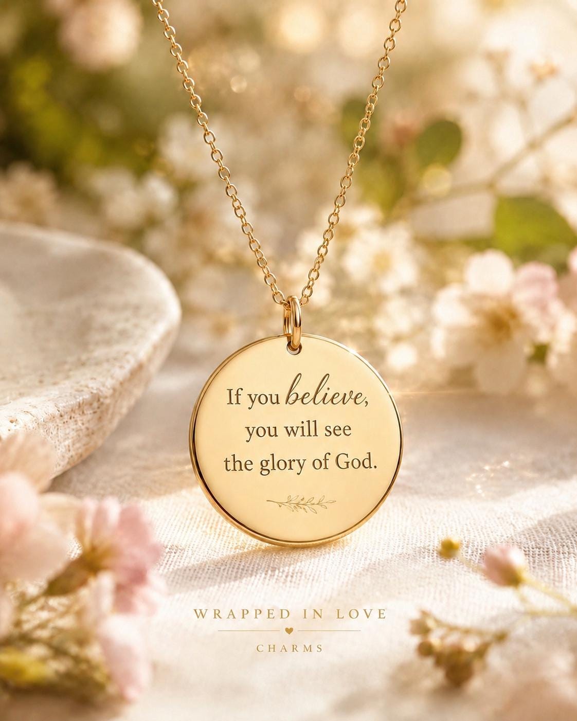 If You Believe, You Will See the Glory of God Necklace | John 11:40 Bible Verse Jewelry | Christian Gift for Women