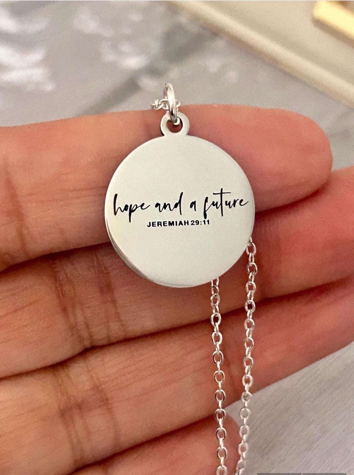 Jeremiah 29:11 Necklace | Hope and a Future Christian Gift Bible Verse Jewelry Faith Necklace for Women Inspirational Gift Religious Jewelry