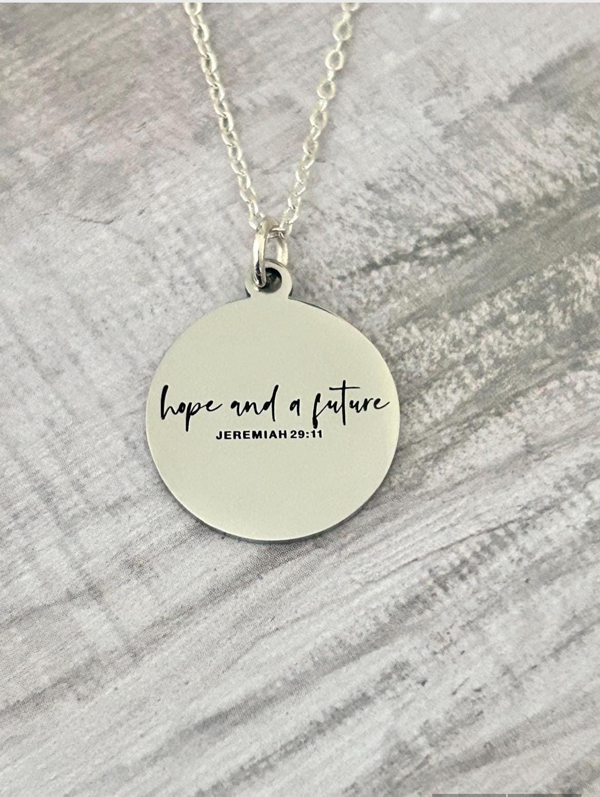 Jeremiah 29:11 Necklace | Hope and a Future Christian Gift Bible Verse Jewelry Faith Necklace for Women Inspirational Gift Religious Jewelry
