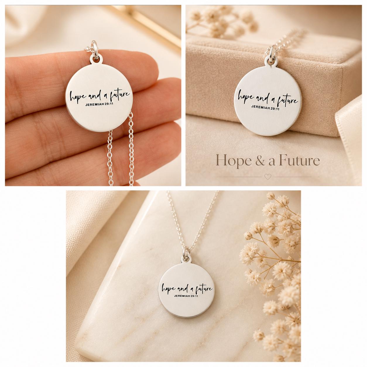Hope and a Future Necklace, Jeremiah 29:11 Christian Gift Bible Verse Jewelry Faith Necklace for Women Inspirational Gift Religious Jewelry