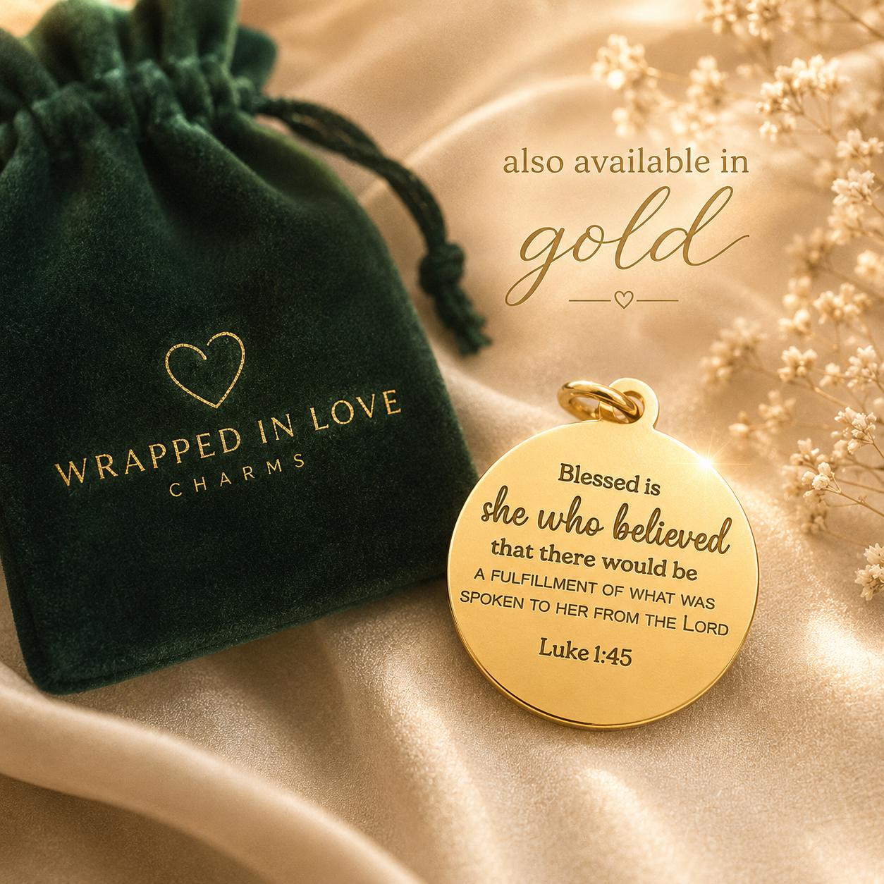 Luke 1:45 Necklace | Blessed Is She Who Believed Necklace | Christian Gift for Women | Faith Necklace | Bible Verse Jewelry