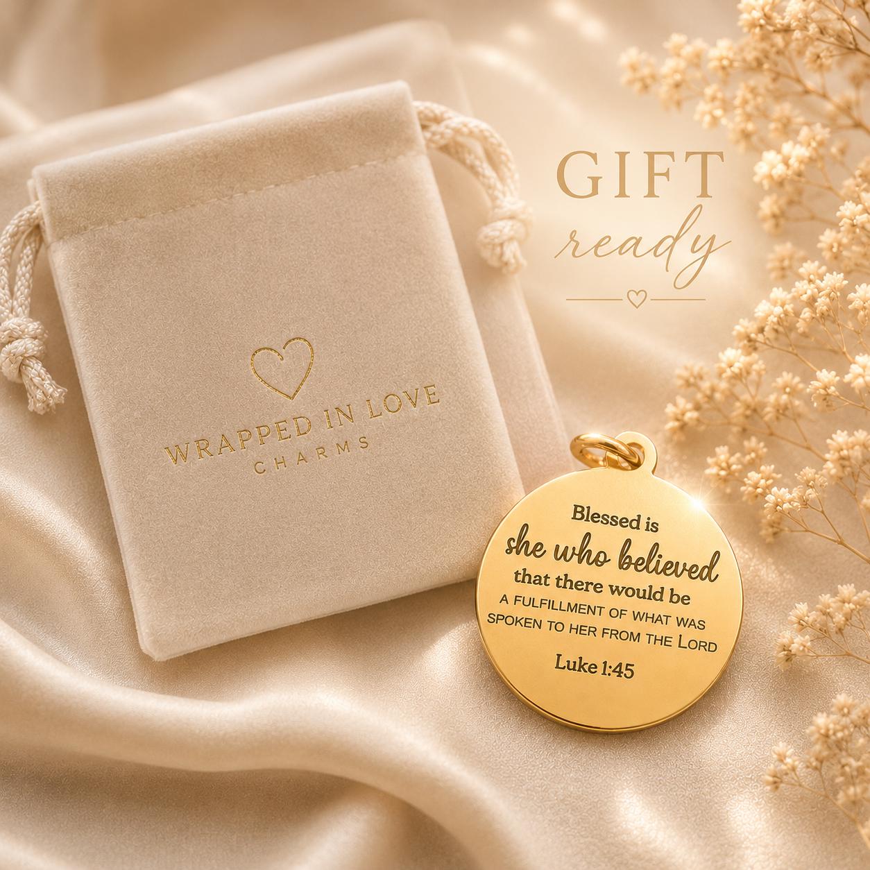 Luke 1:45 Necklace | Blessed Is She Who Believed Necklace | Christian Gift for Women | Faith Necklace | Bible Verse Jewelry