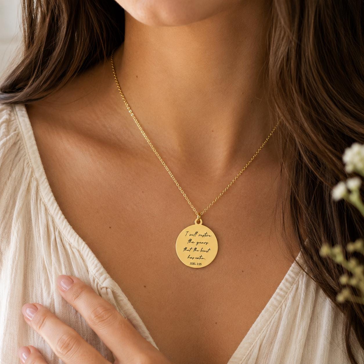 Joel 2:25 Necklace | I Will Restore the Years Necklace | Christian Necklace for Women | Bible Verse Jewelry | Faith Gift | Gold or Silver