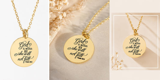 God Is Within Her She Will Not Fall Necklace Psalm 46:5 Christian Gift for Women Faith Necklace Bible Verse Jewelry Graduation Gift for her