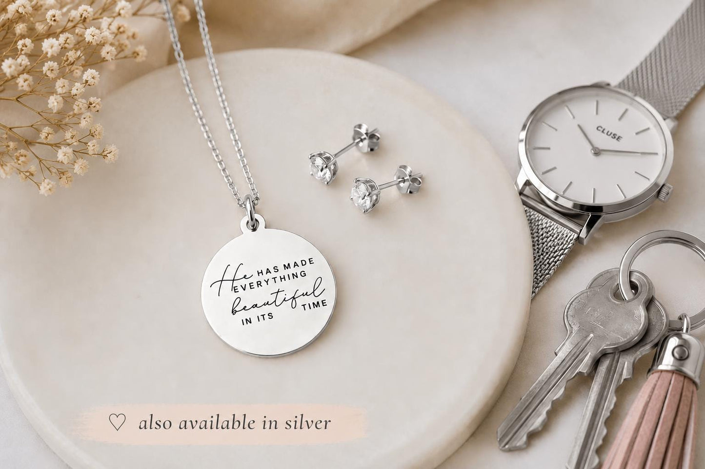 Ecclesiastes 3:11 Silver Plated Necklace, Christian Jewelry Gift