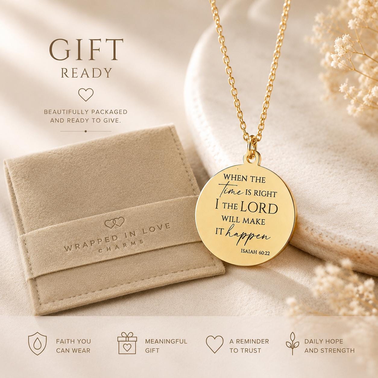 When the time is right I The Lord will make it happen, Isaiah 60:22, Christian Gifts, wait on The Lord, Scripture Gift Personalized Necklace