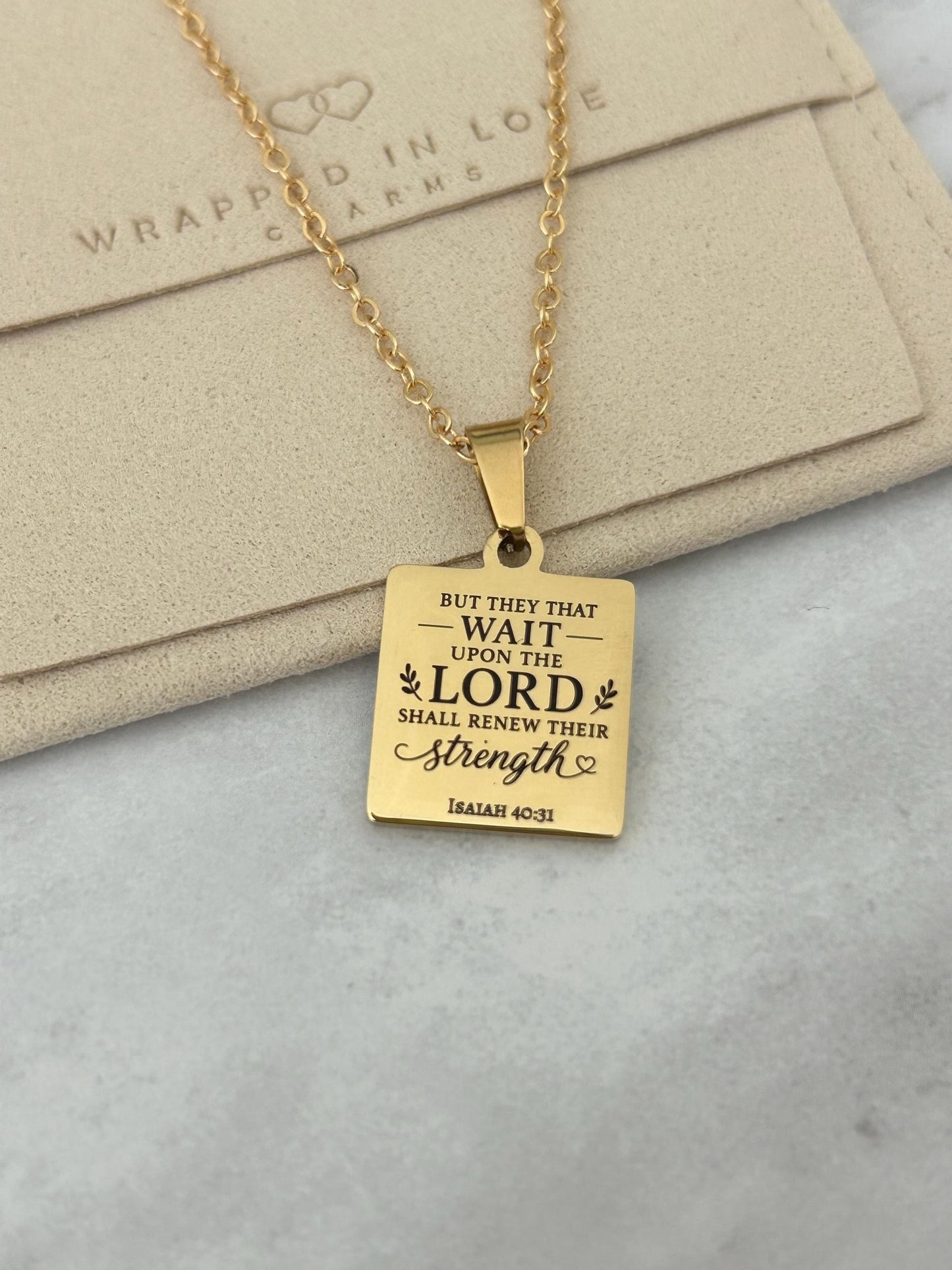 Isaiah 40:31 Necklace | But Those Who Wait on the Lord Shall Renew Their Strength | Christian Bible Verse Necklace | Faith Gift for Her