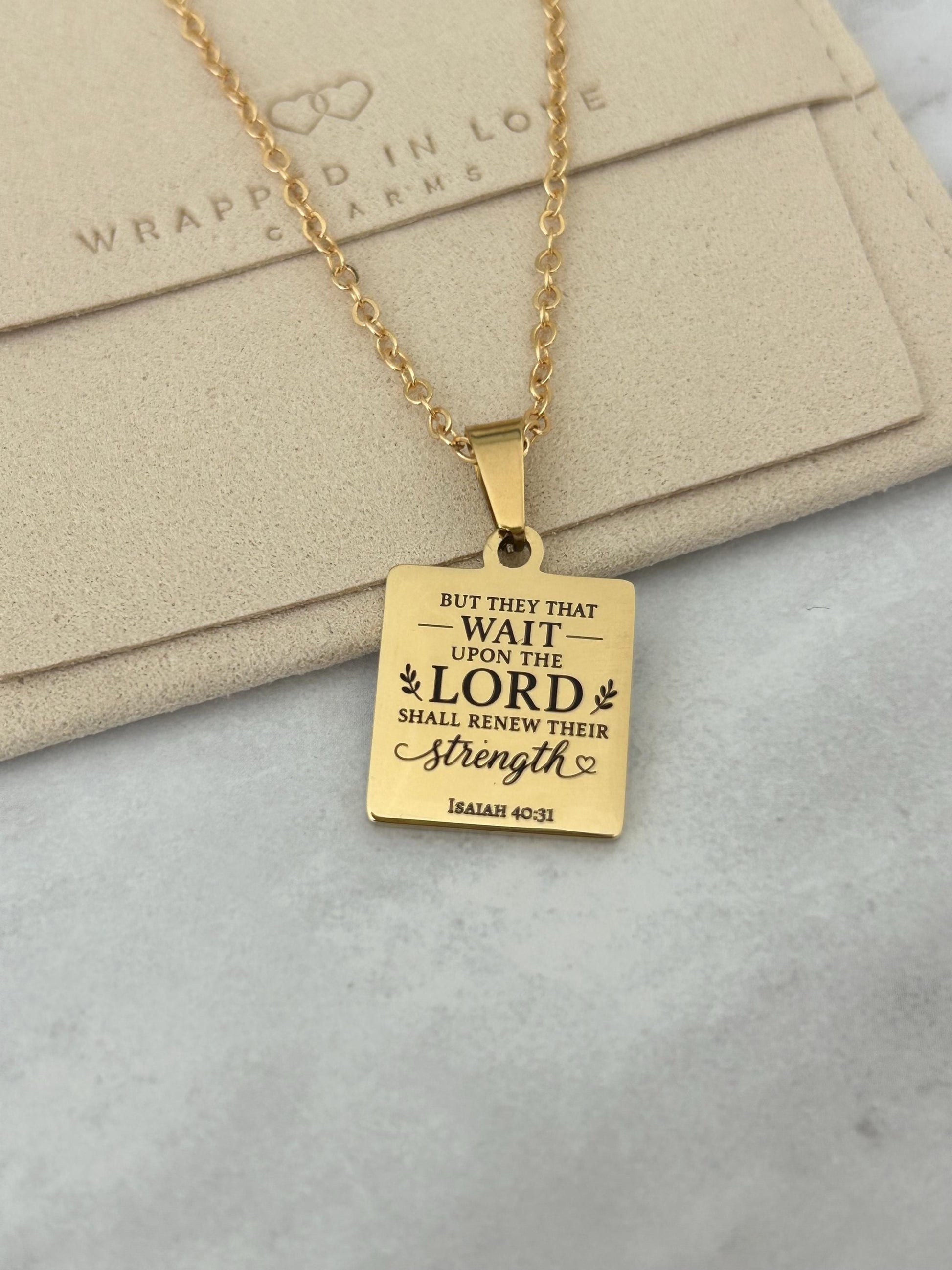 Isaiah 40:31 Necklace | But Those Who Wait on the Lord Shall Renew Their Strength | Christian Bible Verse Necklace | Faith Gift for Her