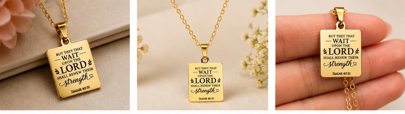 Isaiah 40:31 Necklace | But Those Who Wait on the Lord Shall Renew Their Strength | Christian Bible Verse Necklace | Faith Gift for Her