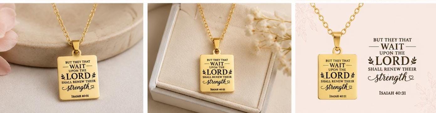 Isaiah 40:31 Necklace | But Those Who Wait on the Lord Shall Renew Their Strength | Christian Bible Verse Necklace | Faith Gift for Her