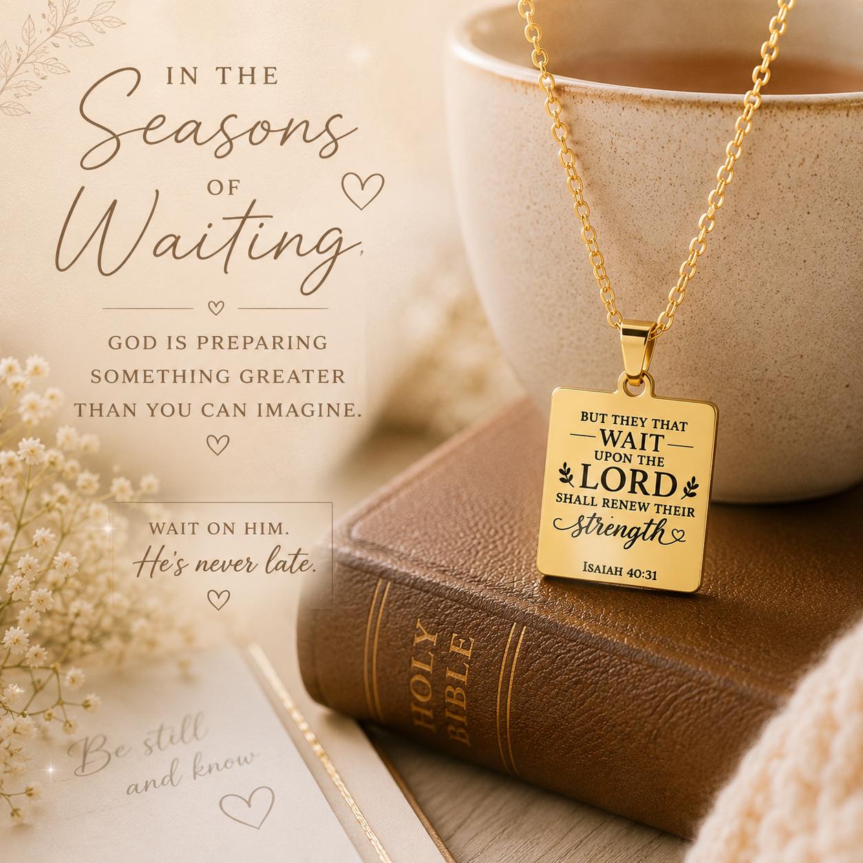 Isaiah 40:31 Necklace | But Those Who Wait on the Lord Shall Renew Their Strength | Christian Bible Verse Necklace | Faith Gift for Her