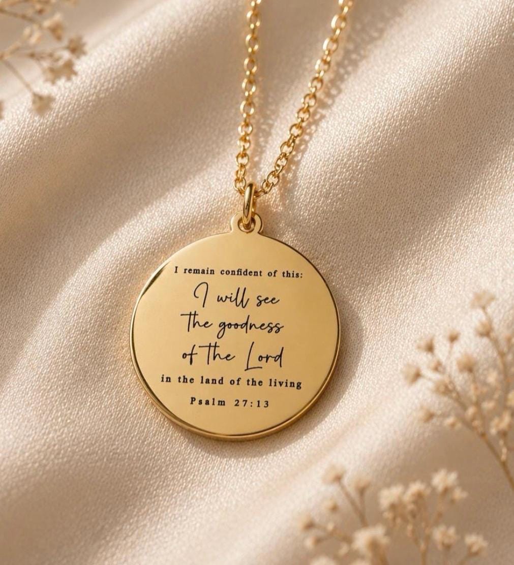 Psalm 27:13 Necklace, I Remain Confident of This Necklace, Christian Gifts for Women, Faith Jewelry, Encouragement Gift, Mothers Day Gift