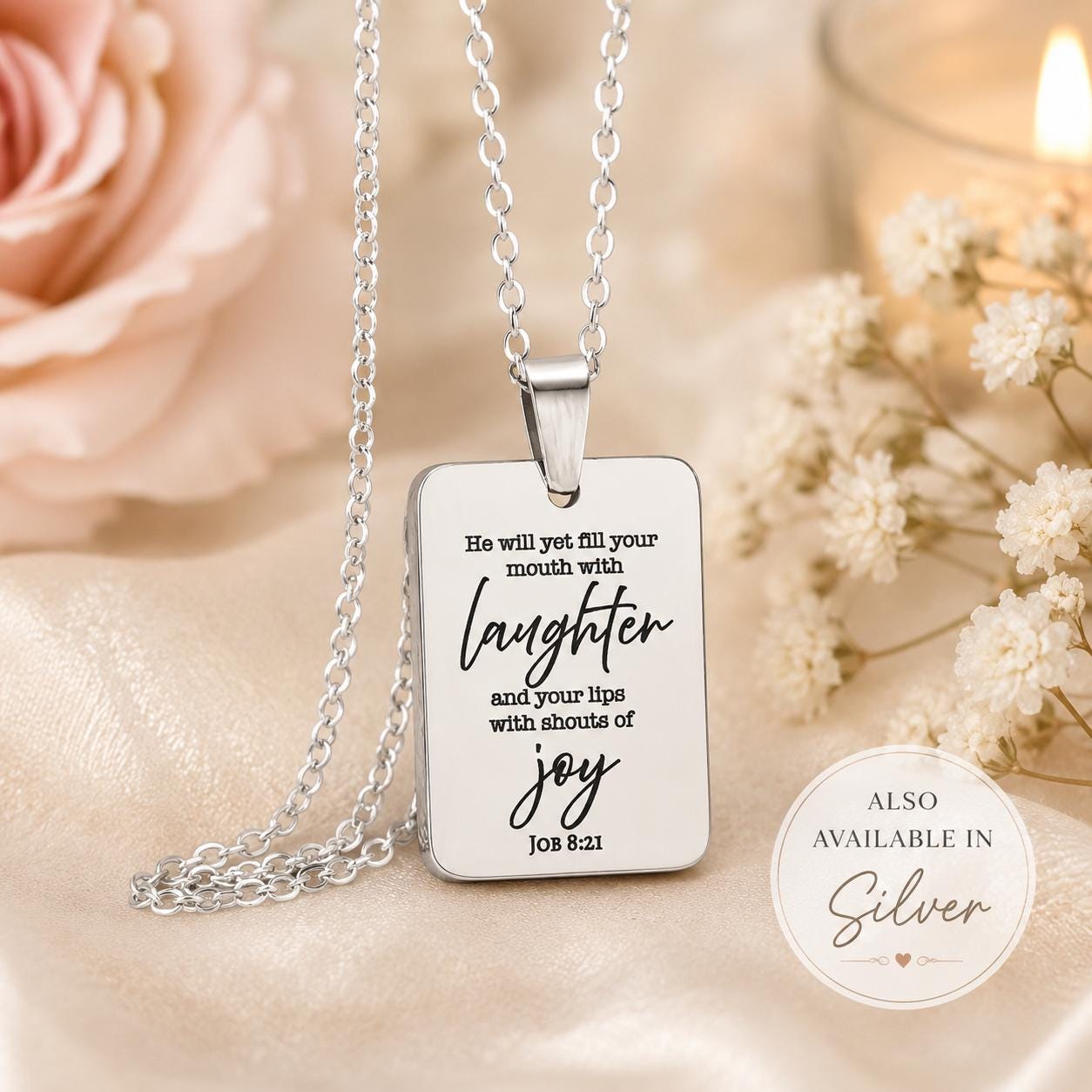 Joy Is Coming” Job 8:21 Necklace | Christian Faith Necklace for Women | Bible Verse Jewelry